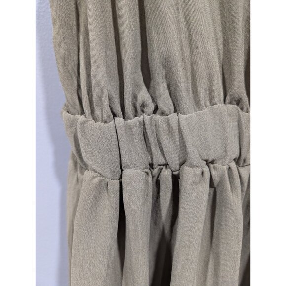 ASOS Design Women's Sleeveless Tiered Dress Olive Green Midi Elastic Waist Sz 18 - Picture 6 of 16